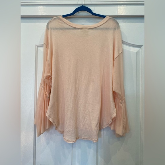 Free People Still Got It Mesh Bell Sleeve Top pink - Picture 3 of 7